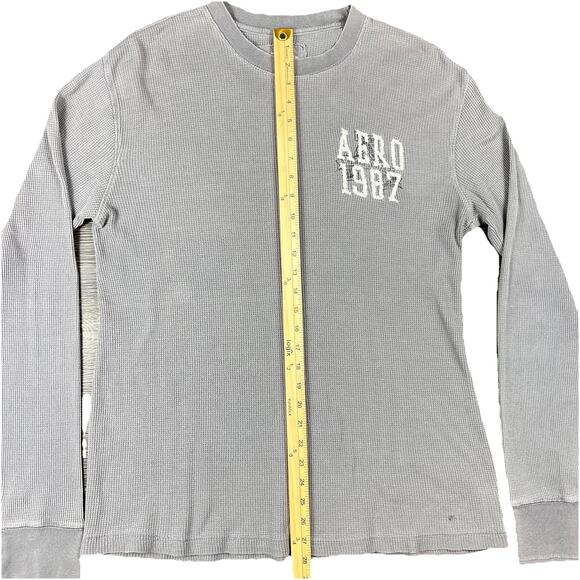 Aeropostale Y2K Waffle Distressed Long Sleeve Henley Gray 2000s VTG Gray Skater - Picture 6 of 13